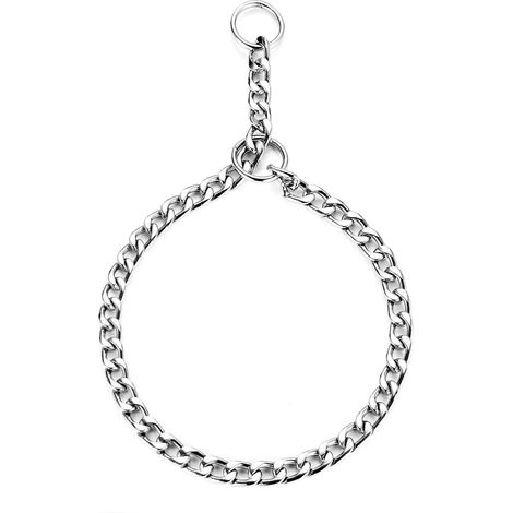 Dog Training Collar Adjustable Choke Collar Solid Steel Metal Snake Chain for Pets (M-3.5mmx55cm) (1/5)