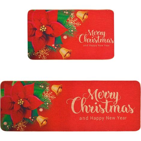 Tapis De Cuisine - Tapis Antidérapant En Polyester Rouge - Pour Cuisine Salle À Manger Entrée - Lot De 2 40x60 Cm Et 40x120 Cm (1/5)