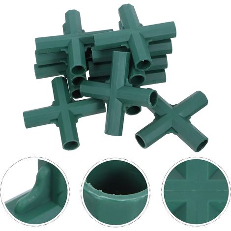 Générique Lot de 10 Raccords de Tuyaux en Plastique Vert à Quatre Voies pour Réseaux D'irrigation et Structures de Culture, Installation Rapide et Distribution de L'eau