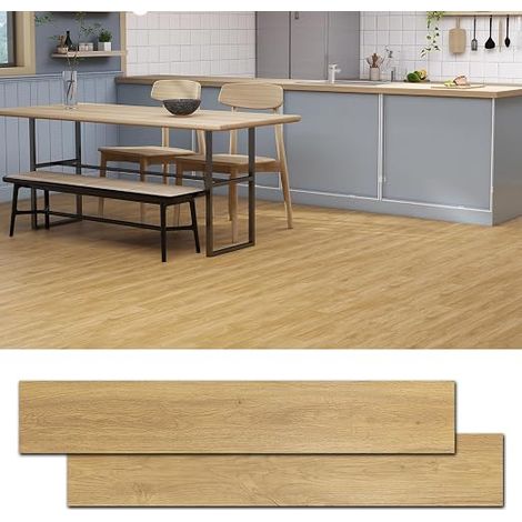 Self Adhesive PVC Blade - 36" x 6" Water Resistant Vinyl Flooring - Blonde Oak Wood Look - 16 Blades / 2.23m² (1/5)