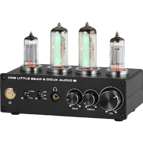Nobsound T9 Mini-Phono-Vorverstärker, Doppelröhren-Design, RCA- und Kopfhörerausgänge, einstellbare Hintergrundbeleuchtung (1/5)