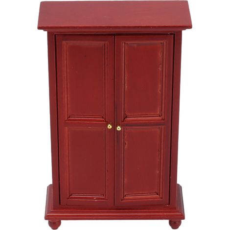 Armoire Miniature 1:12 en Bouleau Rouge pour Maison de Poupée, Meuble en Bois Décoratif (1/5)