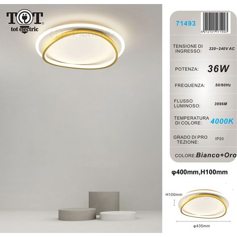 Plafoniera led 36w cerchio bianco design moderno lampadario da soffitto tonda luce bianco naturale Naturale