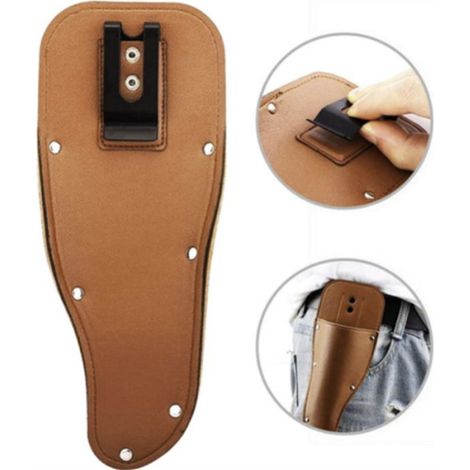 Étui pour sécateur - Cuir PU - Attache ceinture fonctionnelle - Marron (1/4)