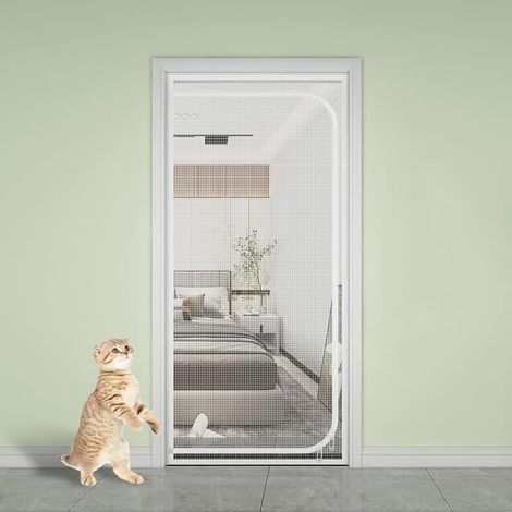 1 Moustiquaire 85x205 cm Blanc Fermeture éclair Fil acier Plastique Nano Fenêtre (1/4)
