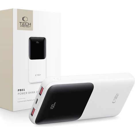 BATERÍA EXTERNA TECH-PROTECT PB01 10000MAH 22.5W BLANCA