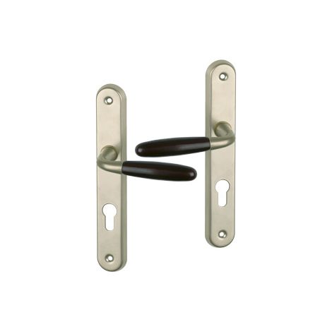 Ouvre&Déco – Lot de 2 poignées de porte JANICE – Aluminium et bois foncé – Entraxe 195 mm – Compatible avec serrures à relevage 3/5 points (1/2)
