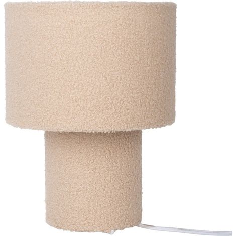 Lampe à poser avec lamelles de texte et pied couleur amande, E27, hauteur 31 cm - PANGIVO (1/5)