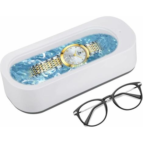 Machine de nettoyage pour lunettes, bijoux, bagues, boucles oreilles, colliers, montres, lunettes, pièces de métal, prothèse dentaire (sans batterie) (1/5)