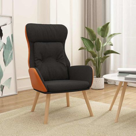 Chaise de relaxation Fauteuil relax - Noir Tissu et PVC BonneVie-28008 (1/5)