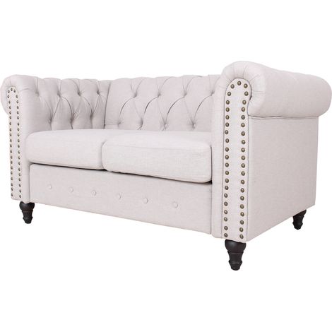 155cm Width Upholstered Sofa Chair with Nailhead Trim - Light Grey