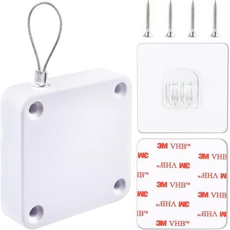 Lntyq Ferme-porte automatique, capteur automatique sans trou, sans perçage, force de traction de 1 000 g, ferme-porte de voiture avec cordon en acier pour chambre à coucher, tempête/maison (1/5)