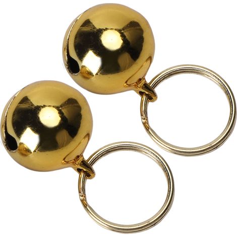 Lot de 2 clochettes en cuivre antirouille, anti-perte, son clair, pour collier de chien ou chat (doré) (1/5)