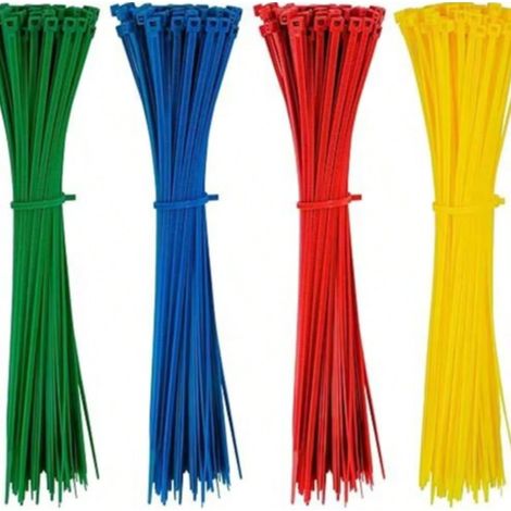 500 Pièces Attache Cable Plastique Colorées 200mm x 2,8 mm Collier de Serrage Serre Câbles en Électriques Nylon Autobloquantes pour Cable Management Jardinage