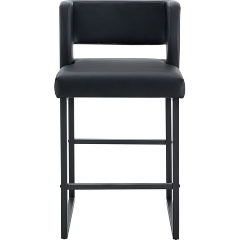 Lot de 2 tabourets de bar noirs au design nordique, assise carrée rembourrée, pieds en métal noir, confortables et faciles à installer CHICFURN (1/5)