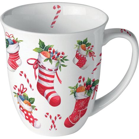 Mug en porcelaine fine Chaussettes de Noël  0,4 litre (1/2)