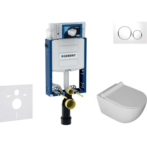 Geberit Combifix - Set con modulo di installazione, vaso WC Gaia e copriwater softclose, placca di comando Sigma20, cromo bianco/cromo SANI15CA3104 (1/5)