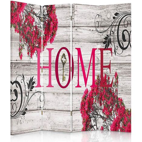 Paravent Floral Maison Élégant Déco Intérieure Tendance - 145 x 150 cm - 2 faces R° V° + rotation 360° (1/5)