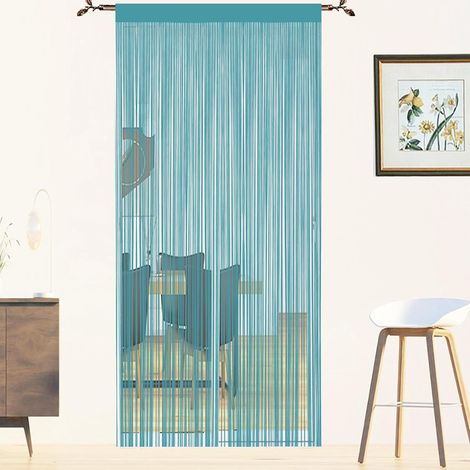 Rideau Anti Mouches pour Porte Extérieur - Moustiquaire Fil pour Fenêtre - Cloison De Séparation De Pièces (Bleu, 90 x 200 cm) (1/5)