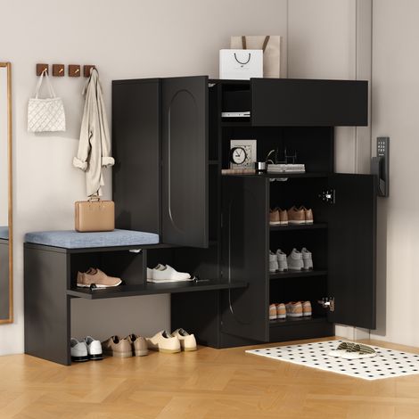 MEUBLIV zapatero 100 x 25 x 90 cm roble claro – 4 abatibles (1/5)