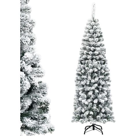 COSTWAY Sapin de Noël Artificiel à Flocons de Neige 180CM avec Aiguilles en PVC Support Métal Pliable Décoration de Maison,Magasins (1/5)