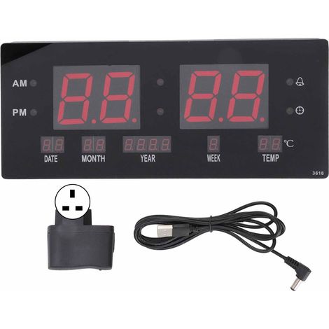 Horloge Numérique Murale LED avec Grand Affichage pour Bureau Salon Chambre 100‑240V (1/5)
