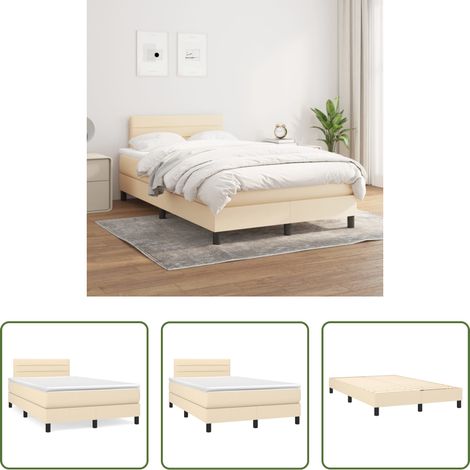 vidaXL Kopfteil - Boxspringbett mit Matratze Creme 120x200 cm Stoff (1/5)