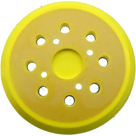 1 pièces 125mm Plateau de ponage, Rond Disques de Ponage à 8 Trous patin PU, pour ponceuse Plateau ponage souple Remplacer (Jaune) (1/5)