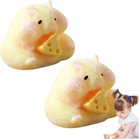 2 Pièces Squishy Hamster, Jouets Spongieux pour Hamster, Jouets À Presser pour Hamster De Dessin Animé, Jouets Sensorielle (1/4)