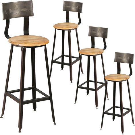INDUS - Lot de 4 Tabourets de Bar Industriel H75 (1/4)