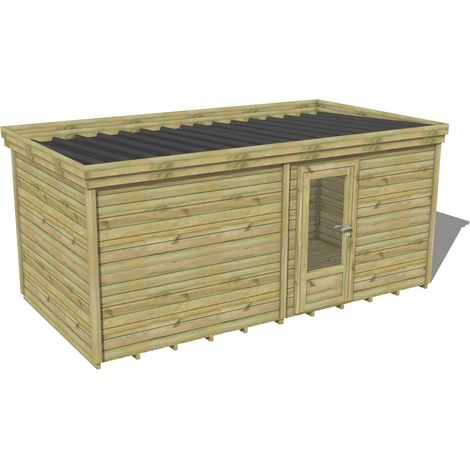 ABRI DE JARDIN bois traité 27mm, 5,7x2,6m, 15m2, Plancher