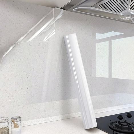 Papel pintado autoadhesivo transparente, lámina protectora de pared de 40 cm x 5 m, adhesivo protector, removible, resistente al aceite. (1/5)