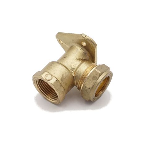 PrimaPlus Brass Compression Wallplate Elbow 22mm x 3/4" (1/3)