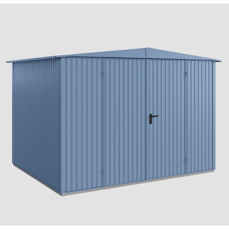 Hörmann Ecostar Metall-Gerätehaus Trend mit Satteldach Typ 3, 324 x 248 cm, taubenblau, 7,2 m², 2-flüglige Tür