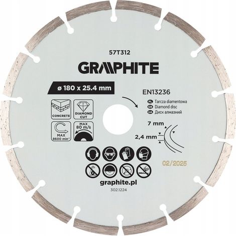 Disco diamante graphite 57T312 180 mm 8600 giri/min