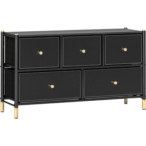 Faux Leather Front Chest of Drawers - Black
