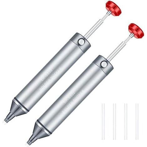 2 Pièces Ventouse à Souder Forte Ventouse à Souder Pas de Colmatage Pompe à Dessouder en Aluminium Dispositif D'Aspiration à Souder, Buse D'Aspiration en Silicone Résistant à la Chaleur (1/5)