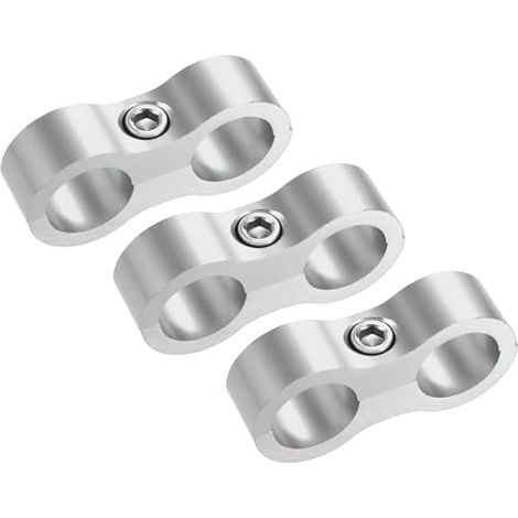 Lot de 3 colliers de serrage AN8 en aluminium pour tuyau de carburant, tuyau d'huile, de frein, d'eau et de gaz, argenté (1/5)