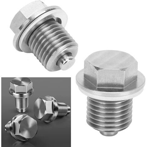 Bouchon de vidange magnétique M141,5 pour moteur automobile avec rondelle, vendu par paire. Compatible avec Ford, GM, Hyundai, KIA, Accord, CRV, Civic, Pilot, Fit et Odyssey. (1/5)