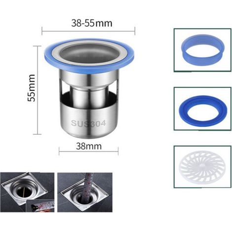 Drain De Douche - Inox 304 - Anti-Odeur - 55 mm x 38 mm x 55 mm - Pour Salle De Bain Et Cuisine - 1 Pièce (1/4)
