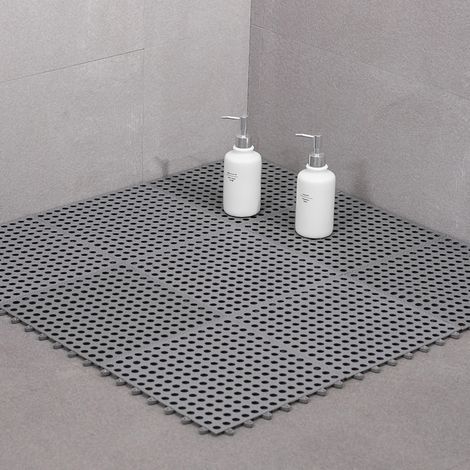 Alfombrilla antideslizante de 30 x 30 cm – Material TPE – Gris oscuro – Cómoda y versátil para usar en el baño y la cocina.