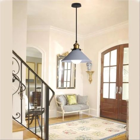 Suspension Luminaire Industrielle,E27 Lampe Plafonnier Vintage en Métal Style Edison pour Salon Chambre (1/4)