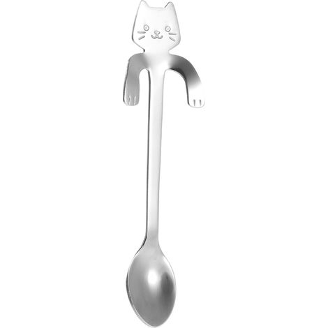 Cuillère chat 11,8x1,8cm – Inox – Café/Épices – Design mignon – Accrochage mural