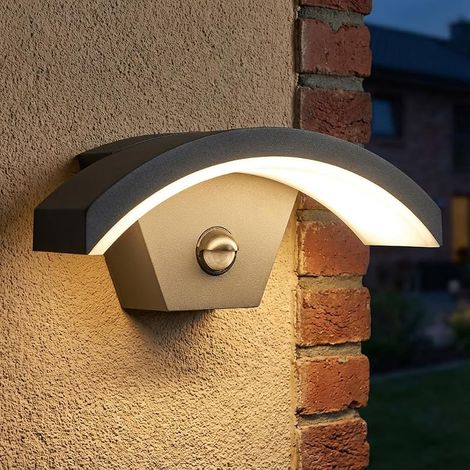 Applique Murale LED Exterieur avec Capteur Detecteur de Mouvement, Gris Anthracite 360LM 3000K Aluminium Eclairage Exterieur, IP54 Étanche Luminaire Lumiere Lampe Exterieur pour Jardin, Garage (1/5)