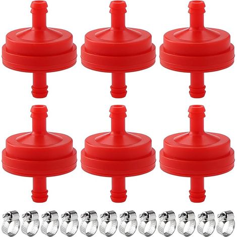 6 Pièces 1/4" I.D. Filtres à Carburant en Ligne, Filtre à Carburant 150 Microns pour Tondeuse à Gazon, avec 12 Pièces Pinces, Compatible avec BS 298090 298090s