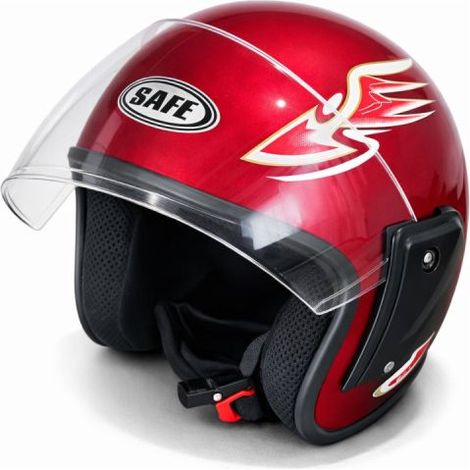 Casque avec visière pour moto, scooter, quad - Taille M/L, rouge métallisé