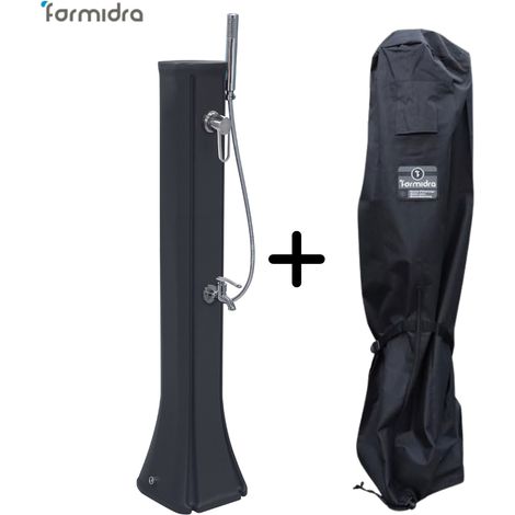 Formidra – Douche solaire 23L – Housse d'hivernage incluse – Flexible anti-calcaire 150 cm – Base stable 26x29 cm – Raccord eau froide standard (1/5)