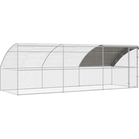 Maison Exclusive - Cage à poules 3 pcs Argenté 600 x 200 x 200 cm Acier et PE (1/5)
