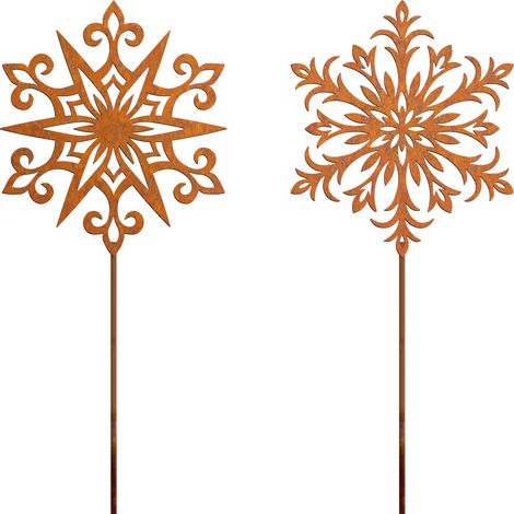 Flocons de neige Rouillé Décoration Jardin Exterieur Noël lot de 2 48cm (1/5)