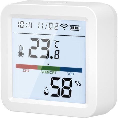 Thermomètre Hygromètre Connecté Wi-Fi 2.4 GHz Compatible Alexa & Google (1/5)
